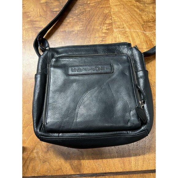 Vtg Fossil 1954 75082 Black Genuine Leather Adjustable Shoulder Bag Purse Charm - Picture 5 of 10